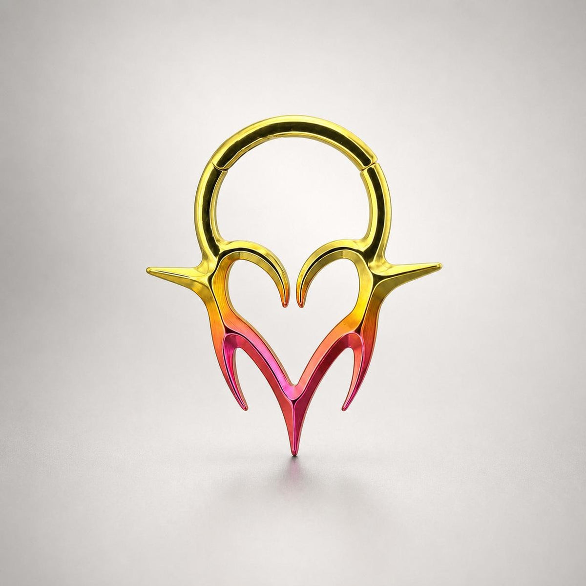 Titanium Gothic Heart Fang Septum Clicker detail 9