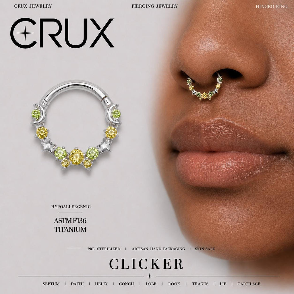 Titanium Starry CZ Septum Clicker