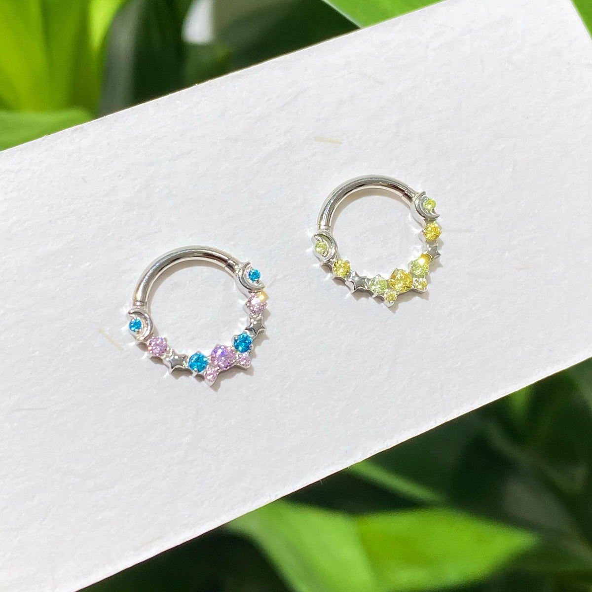 Titanium Starry CZ Septum Clicker detail 2