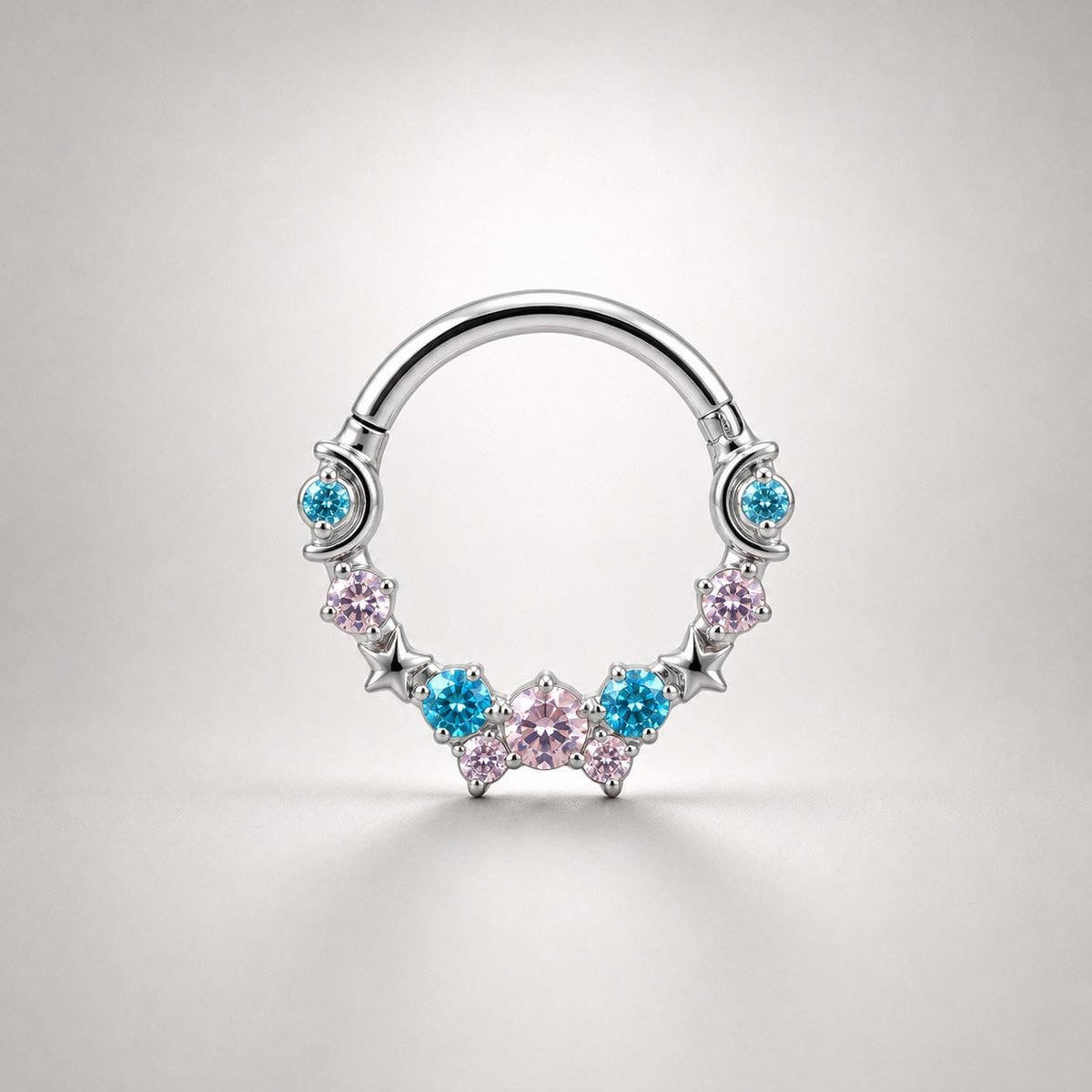 Titanium Starry CZ Septum Clicker detail 8