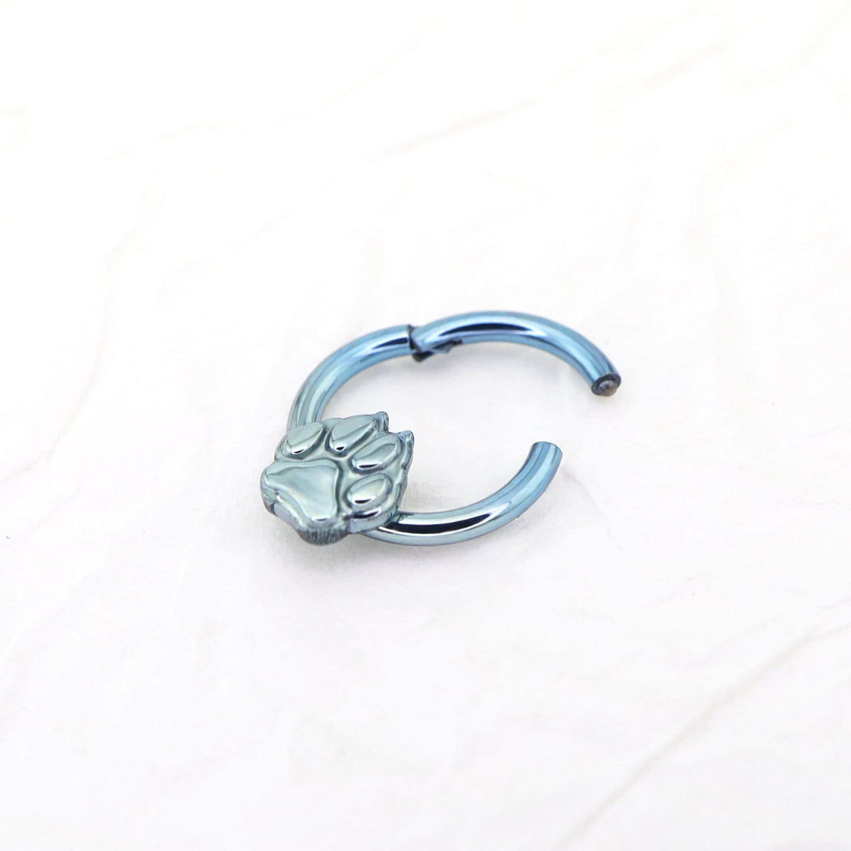 Titanium Paw Print Septum Clicker detail 6