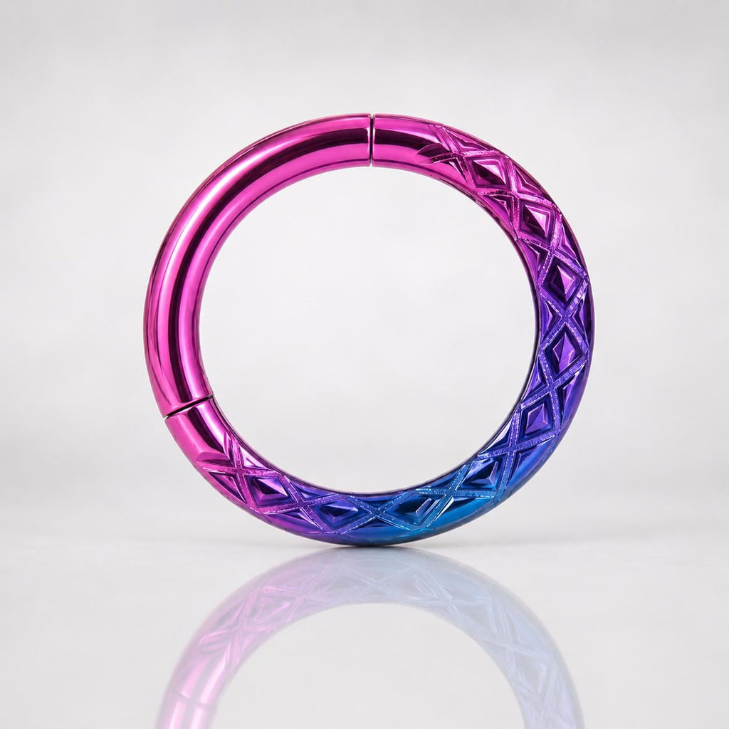 Titanium Iridescent Faceted Septum Clicker detail 7