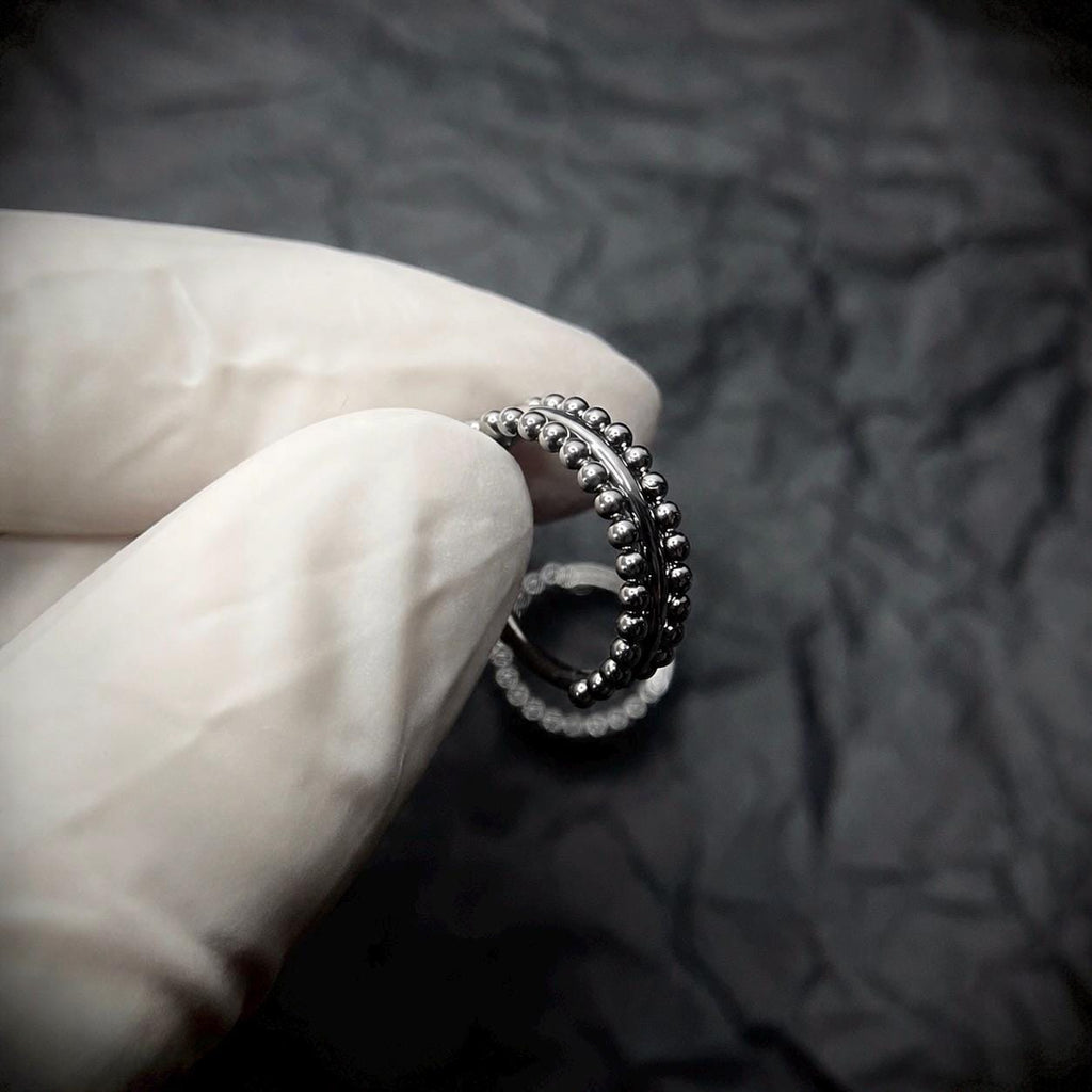 Titanium Double Hoop Beaded Septum Clicker detail 3