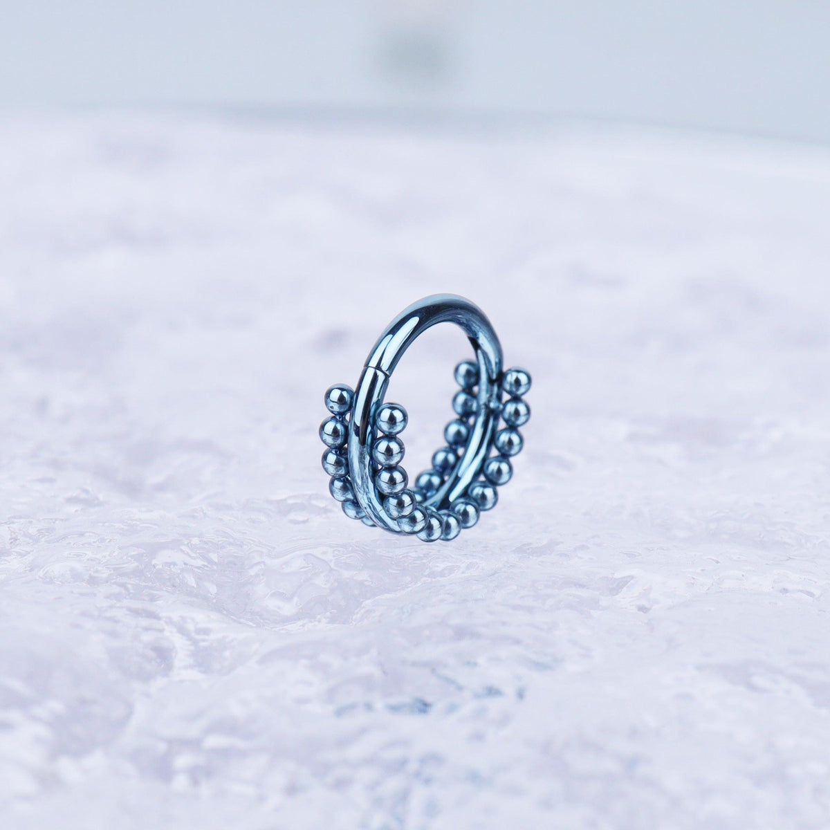 Titanium Double Hoop Beaded Septum Clicker detail 7