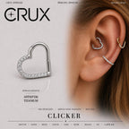 Titanium CZ Heart Septum Clicker