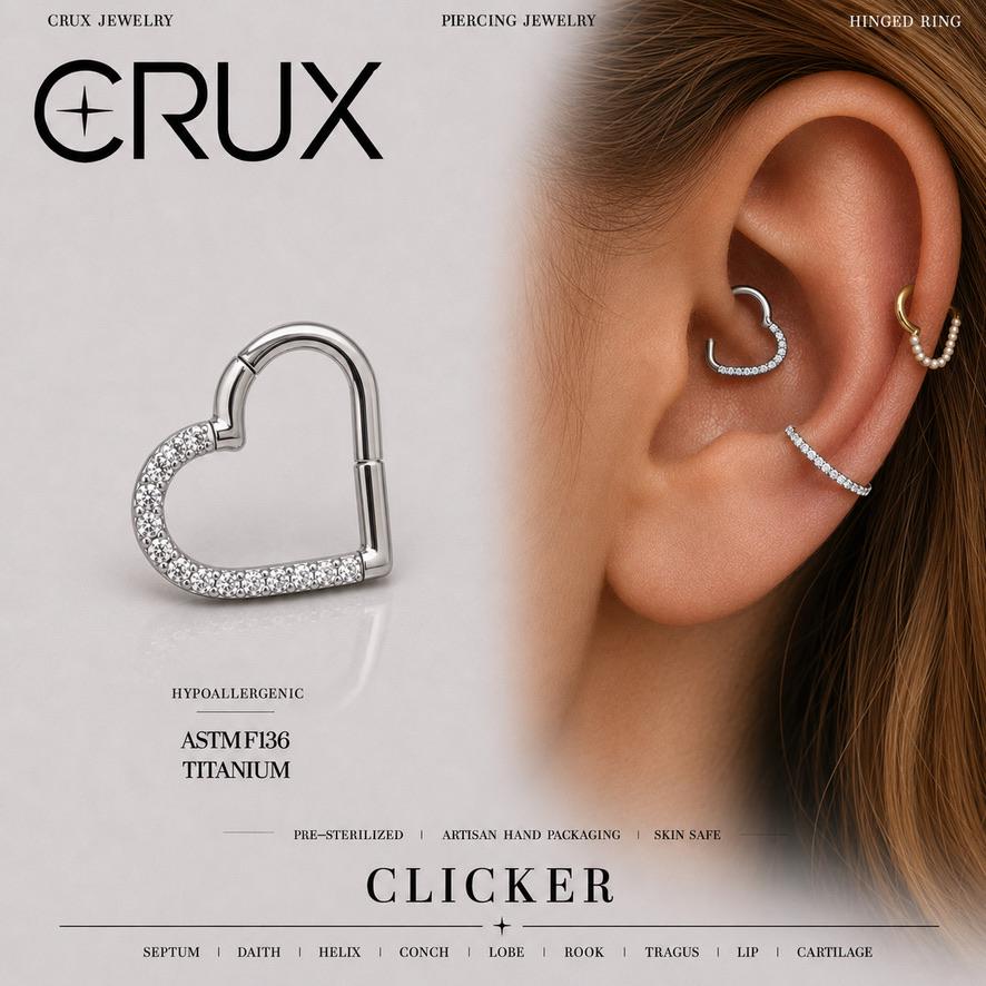 Titanium CZ Heart Septum Clicker
