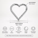 Titanium CZ Heart Septum Clicker detail 16