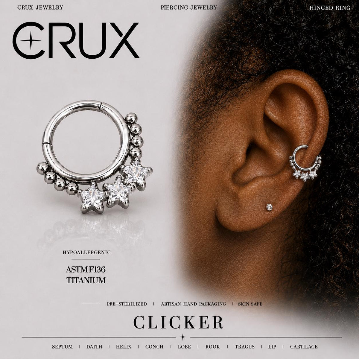 Titanium Triple Star Septum Clicker