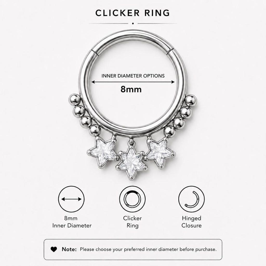 Titanium Triple Star Septum Clicker detail 8