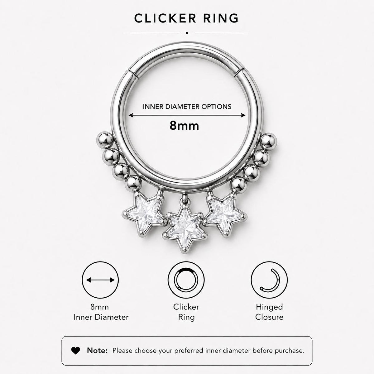 Titanium Triple Star Septum Clicker detail 8