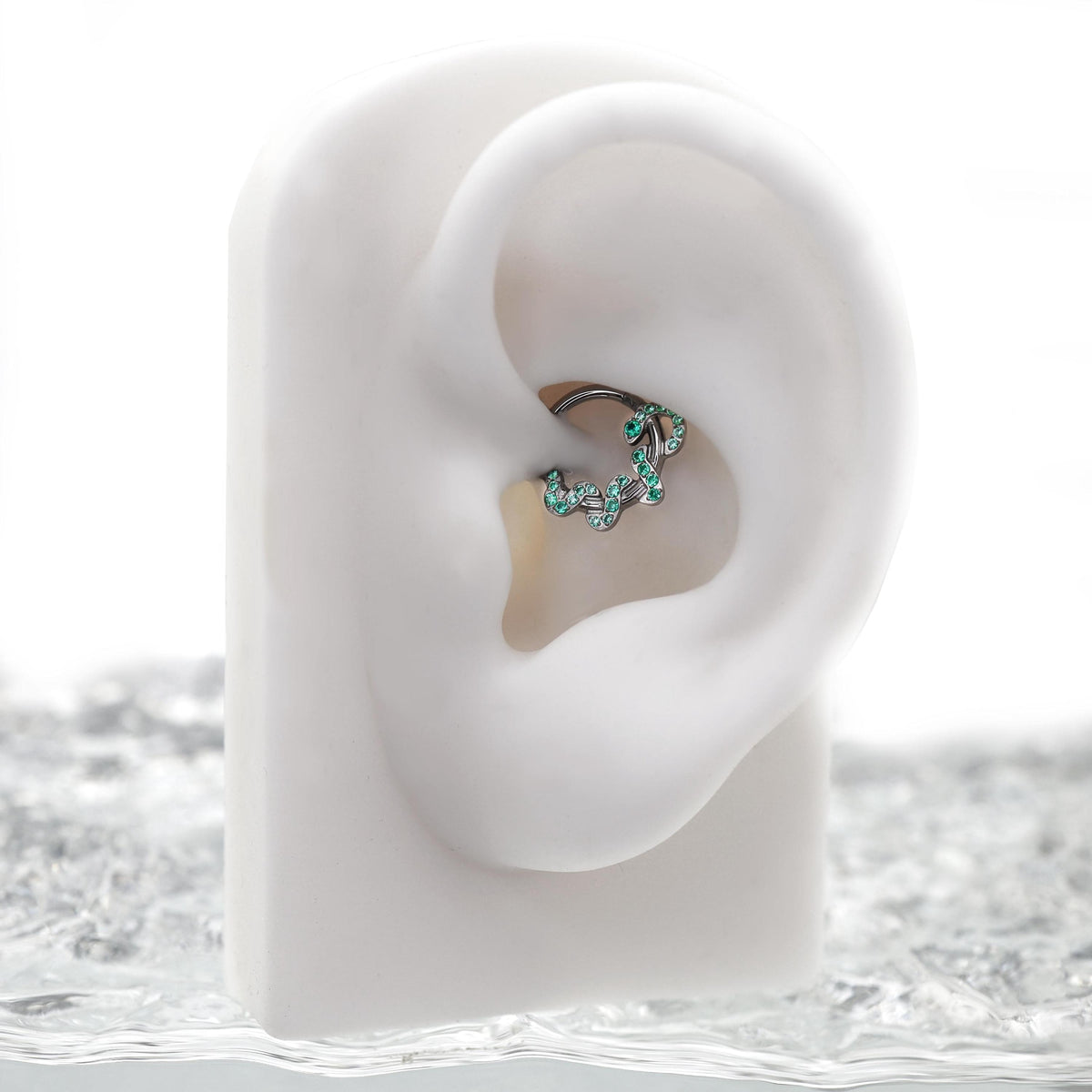 Titanium Snake CZ Septum Clicker detail 3