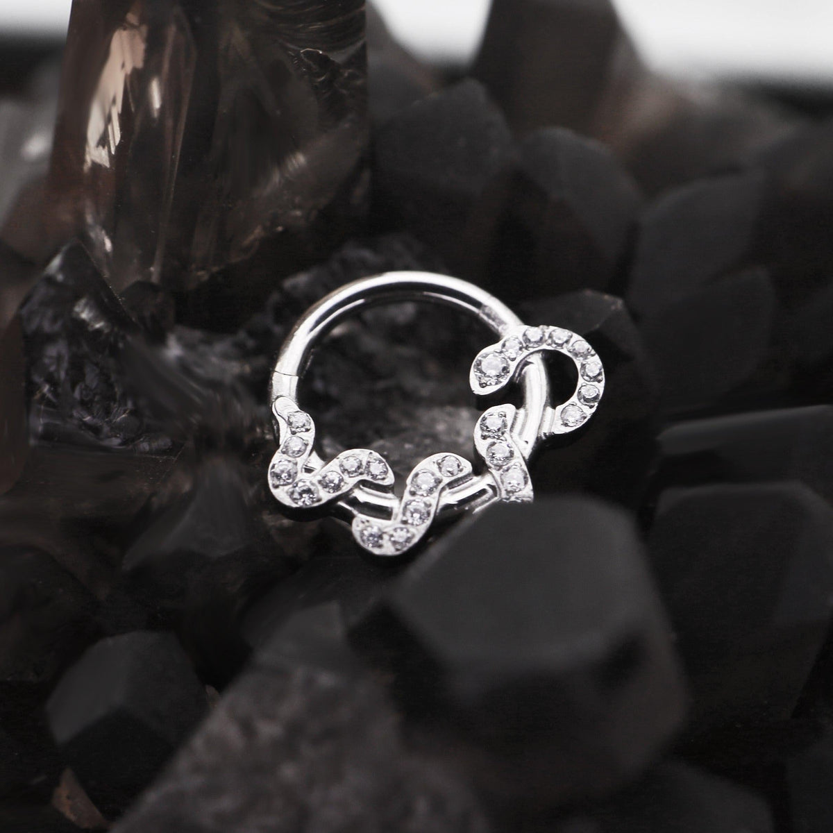Titanium Snake CZ Septum Clicker detail 5