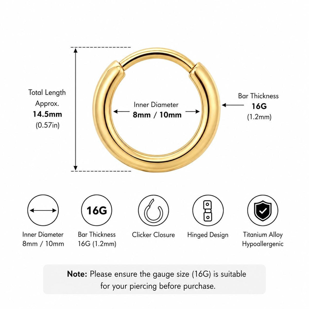 Titanium Chunky Gold Septum Clicker detail 8