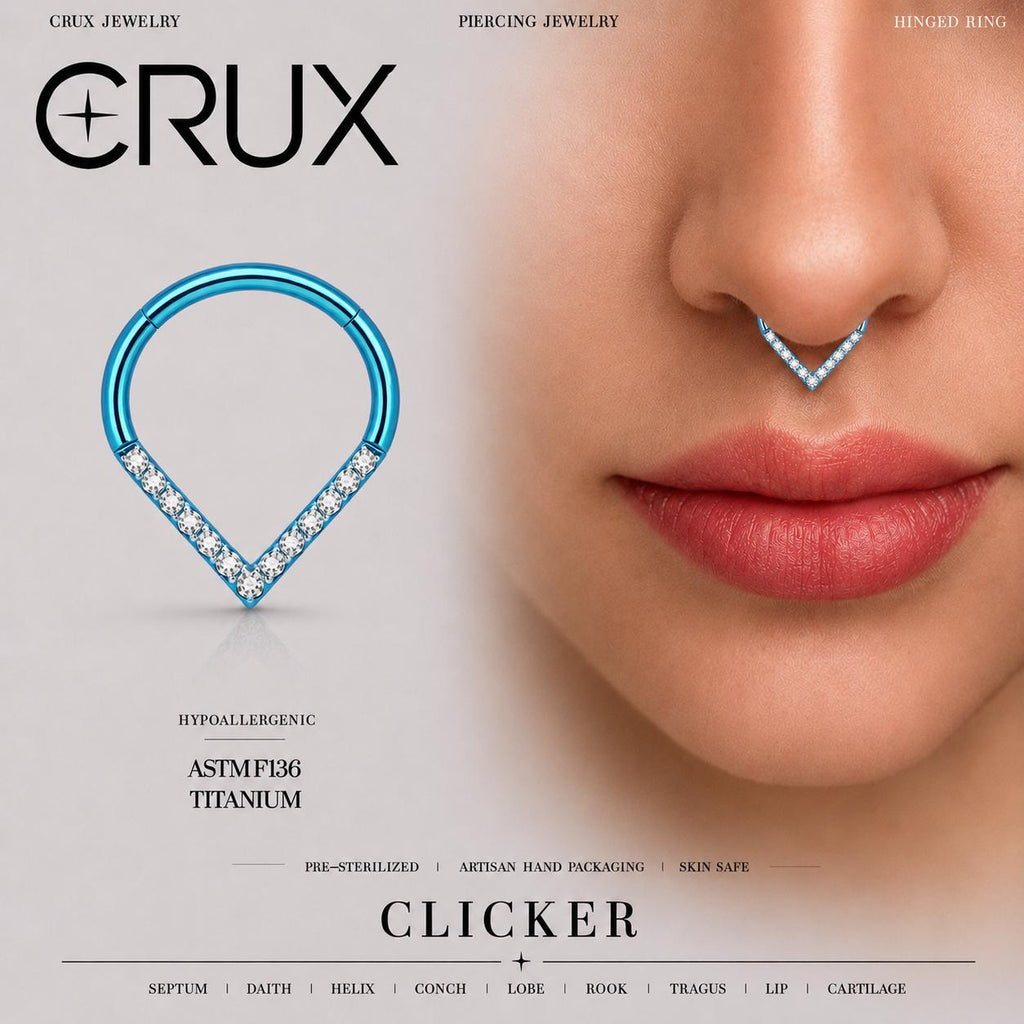 Titanium CZ Teardrop Septum Clicker