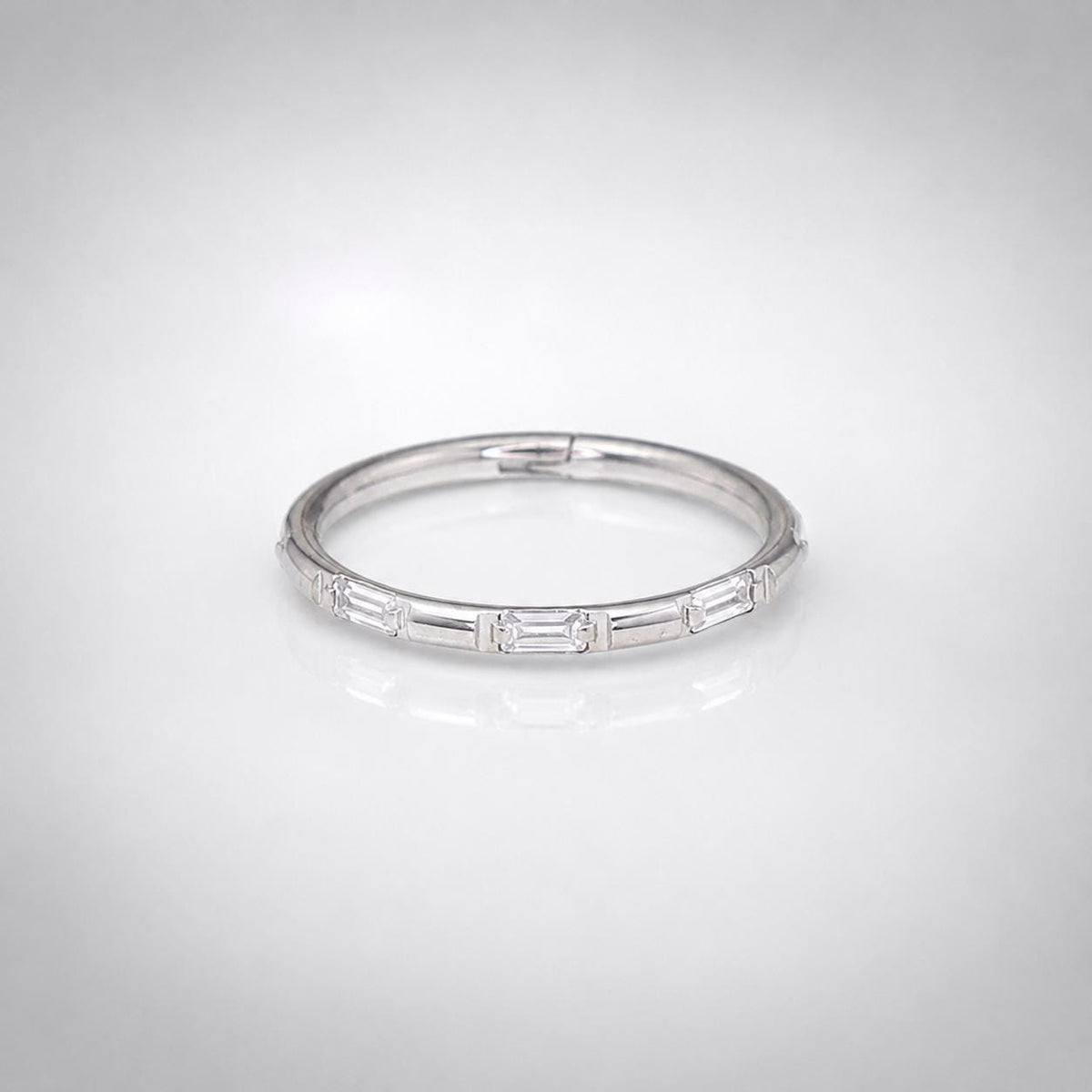 Titanium Baguette CZ Septum Clicker detail 4