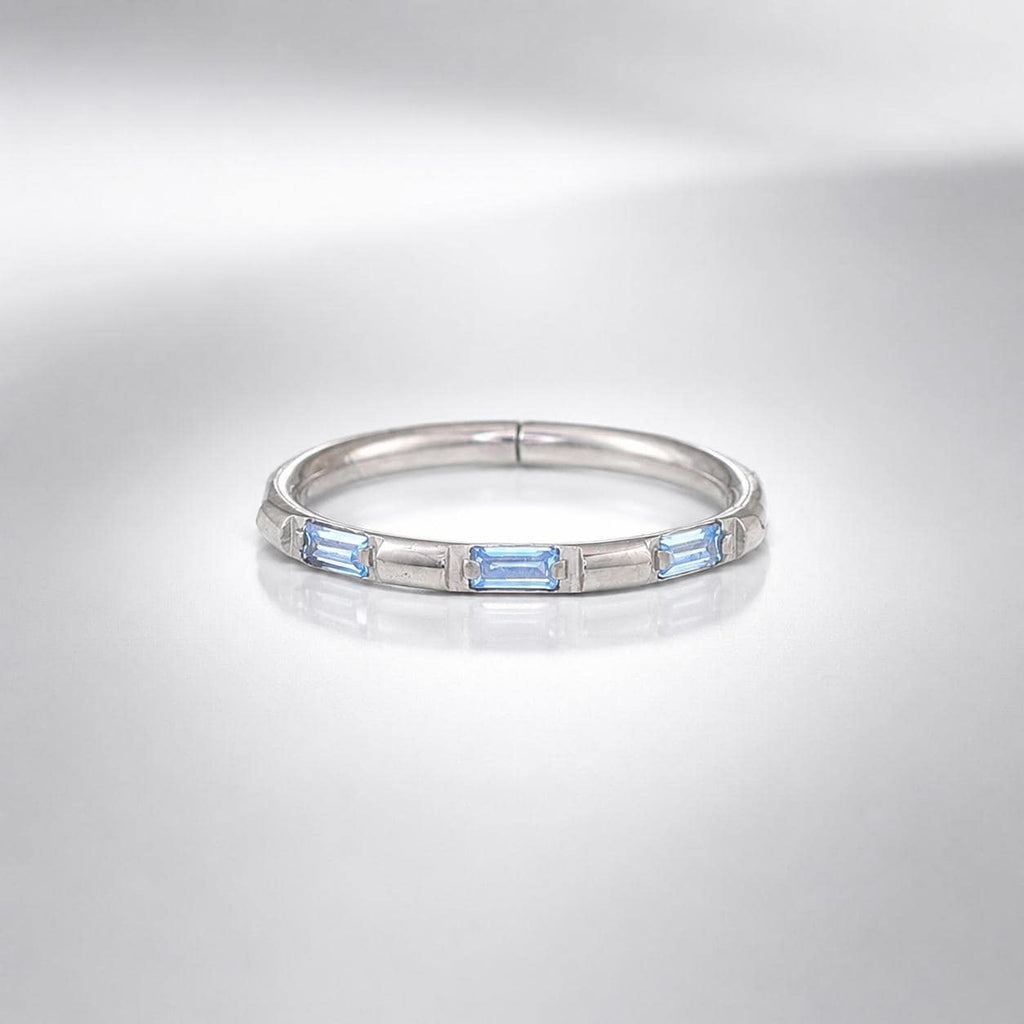 Titanium Baguette CZ Septum Clicker detail 6