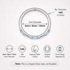 Titanium Baguette CZ Septum Clicker detail 7