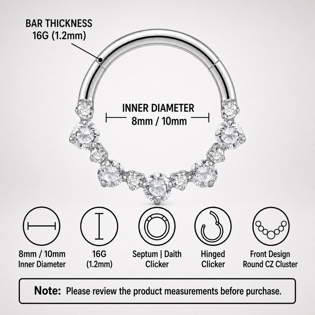 Titanium Graduated CZ Septum Clicker detail 7