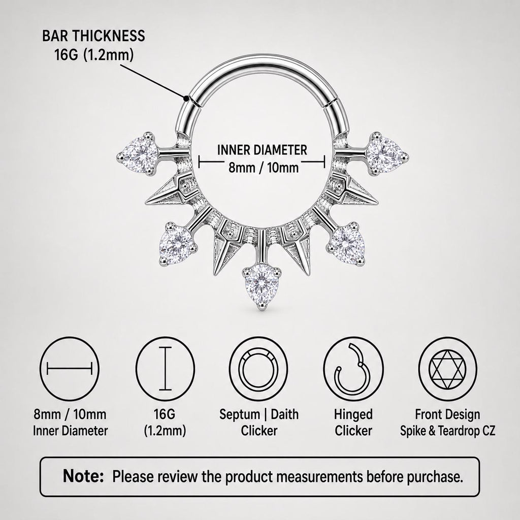 Titanium Spike CZ Septum Clicker detail 9