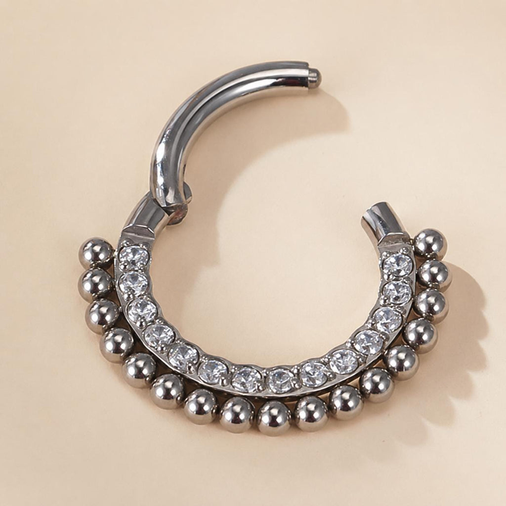 Titanium Beaded CZ Septum Clicker detail 7