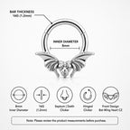 Titanium Bat Wing Heart Septum Clicker detail 8