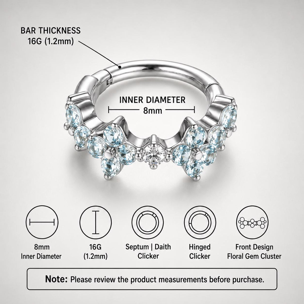 Titanium Moon Star Septum Clicker detail 17