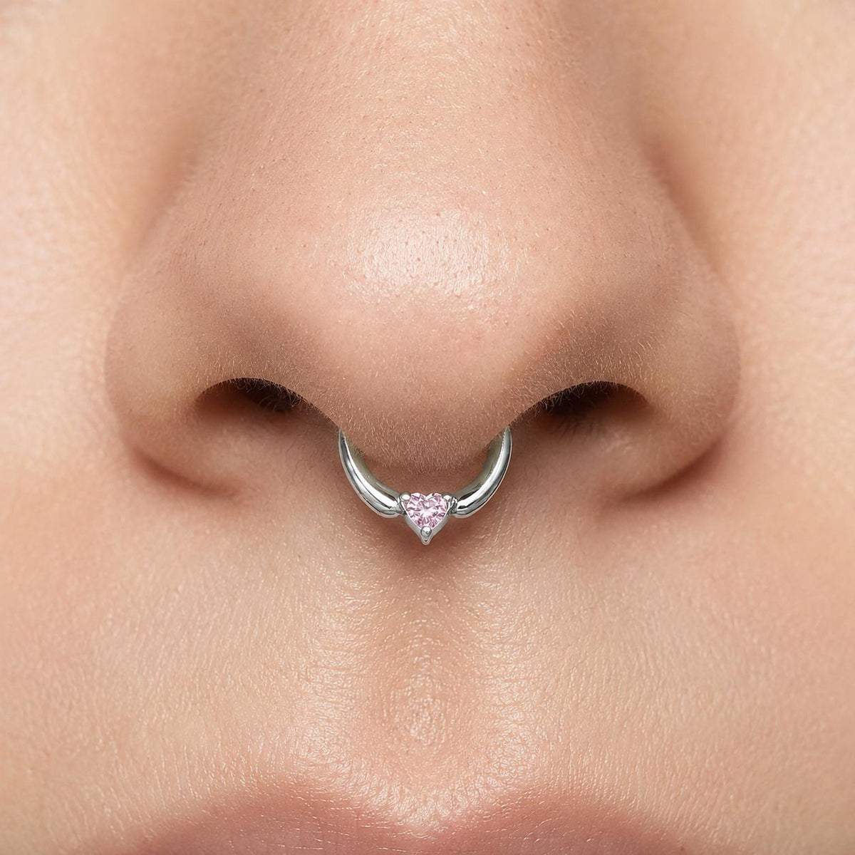 Titanium Sweetheart CZ Septum Clicker detail 2