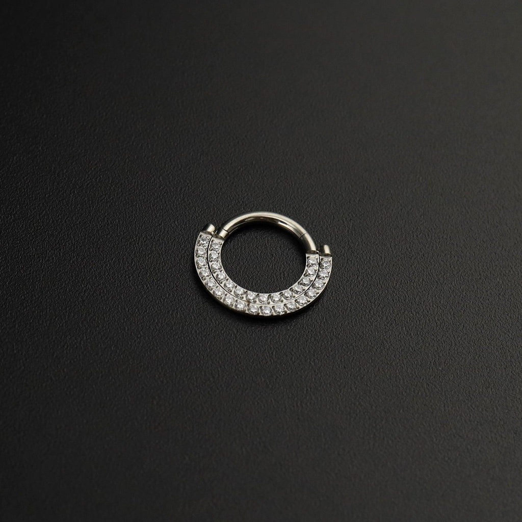 Titanium Pavé CZ Septum Clicker detail 7
