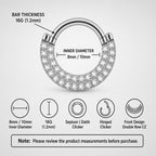 Titanium Pavé CZ Septum Clicker detail 8