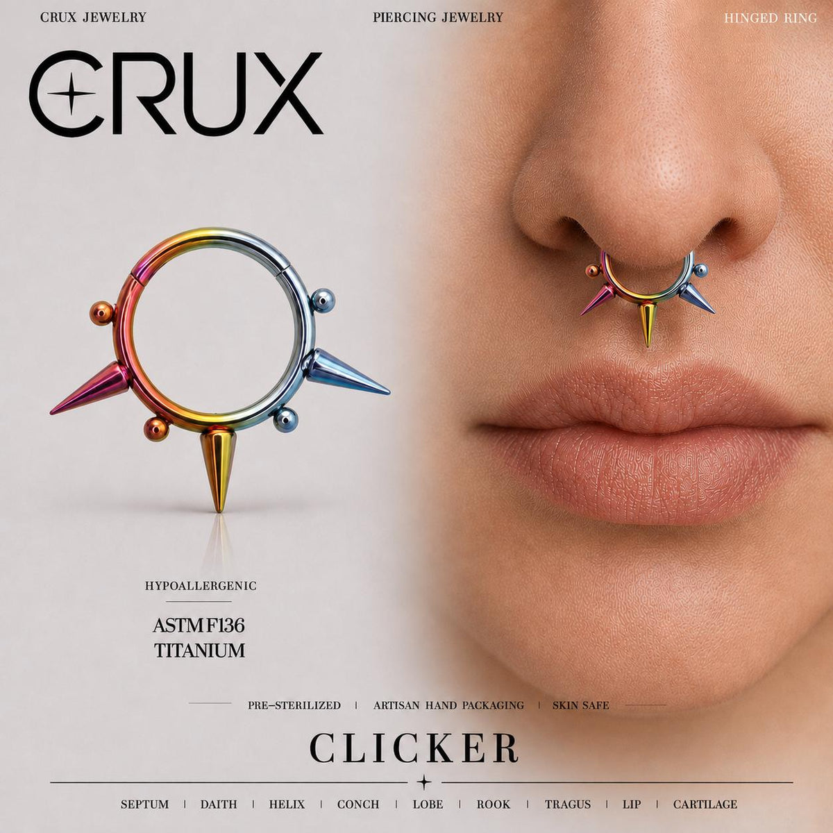 Titanium Spike & Ball Septum Clicker