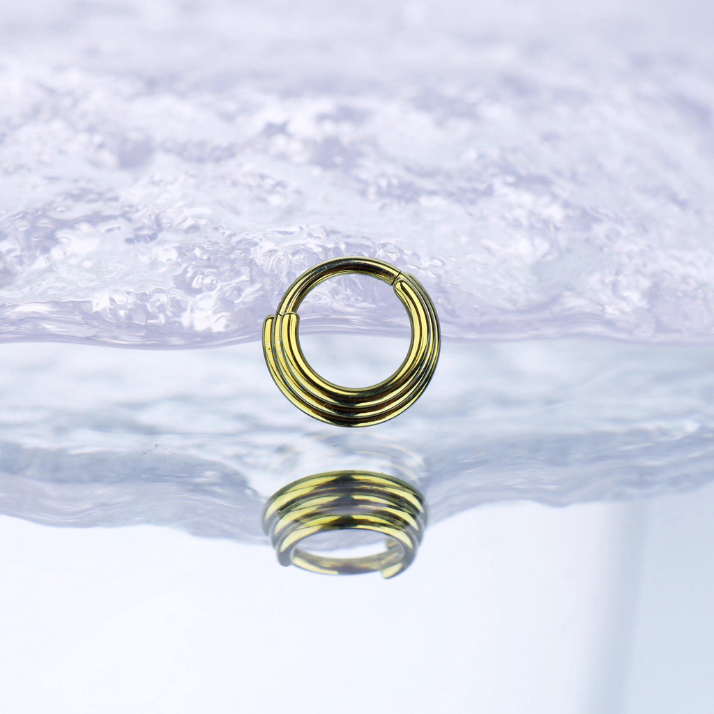 Titanium Triple Hoop Septum Clicker detail 6