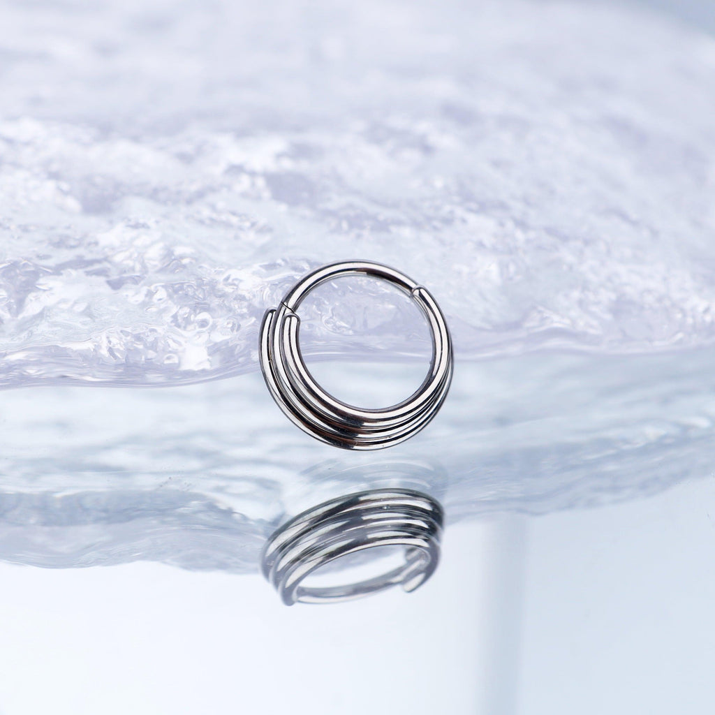 Titanium Triple Hoop Septum Clicker detail 7