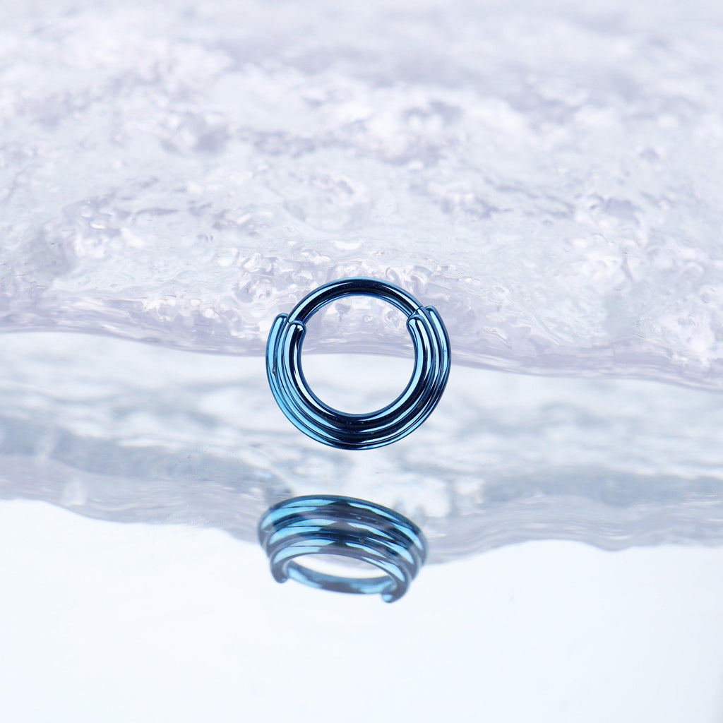 Titanium Triple Hoop Septum Clicker detail 8