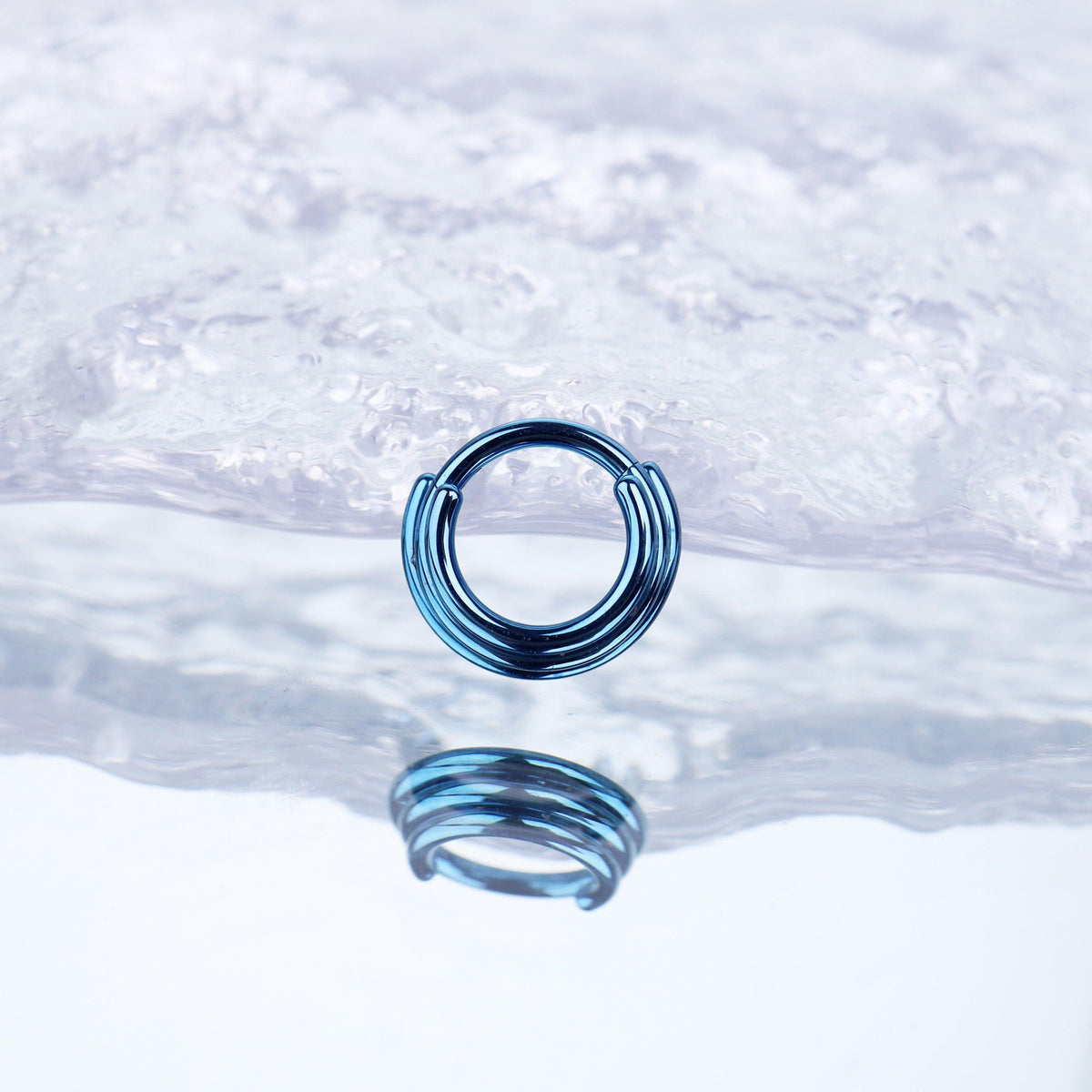 Titanium Triple Hoop Septum Clicker detail 8