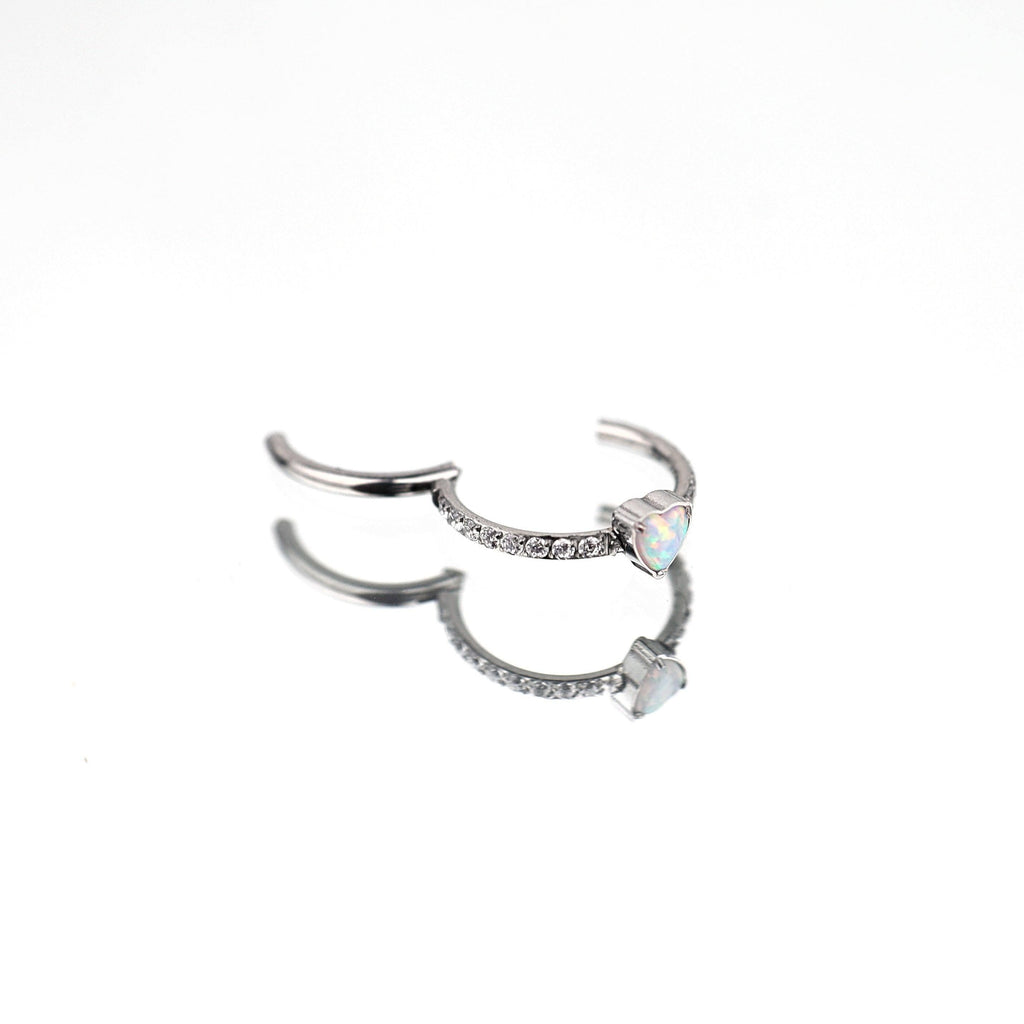 Titanium Opal Heart Septum Clicker detail 3