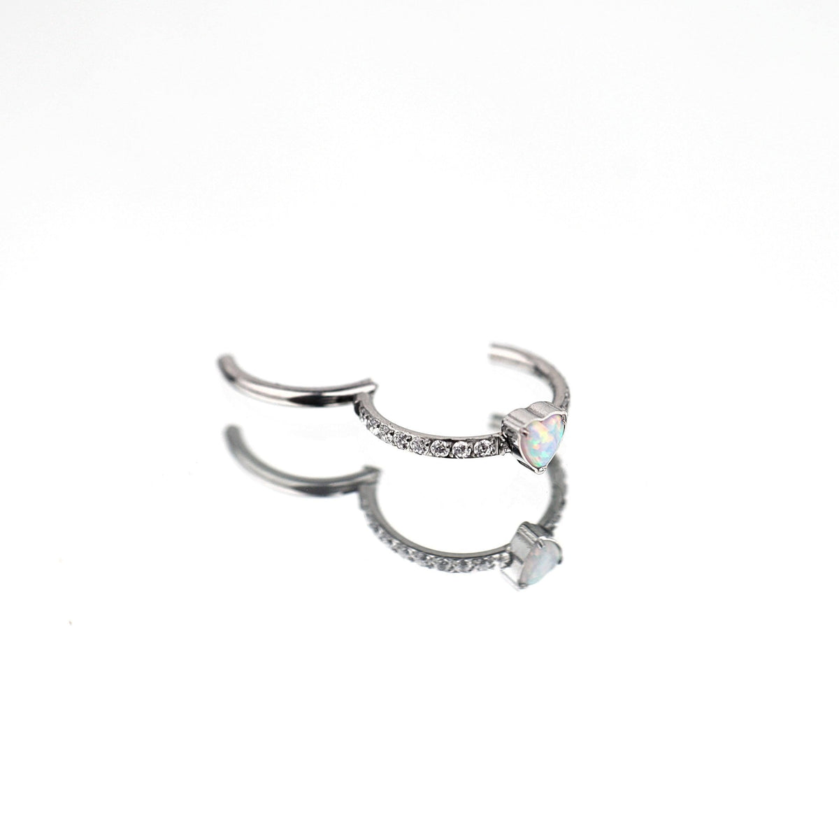 Titanium Opal Heart Septum Clicker detail 3