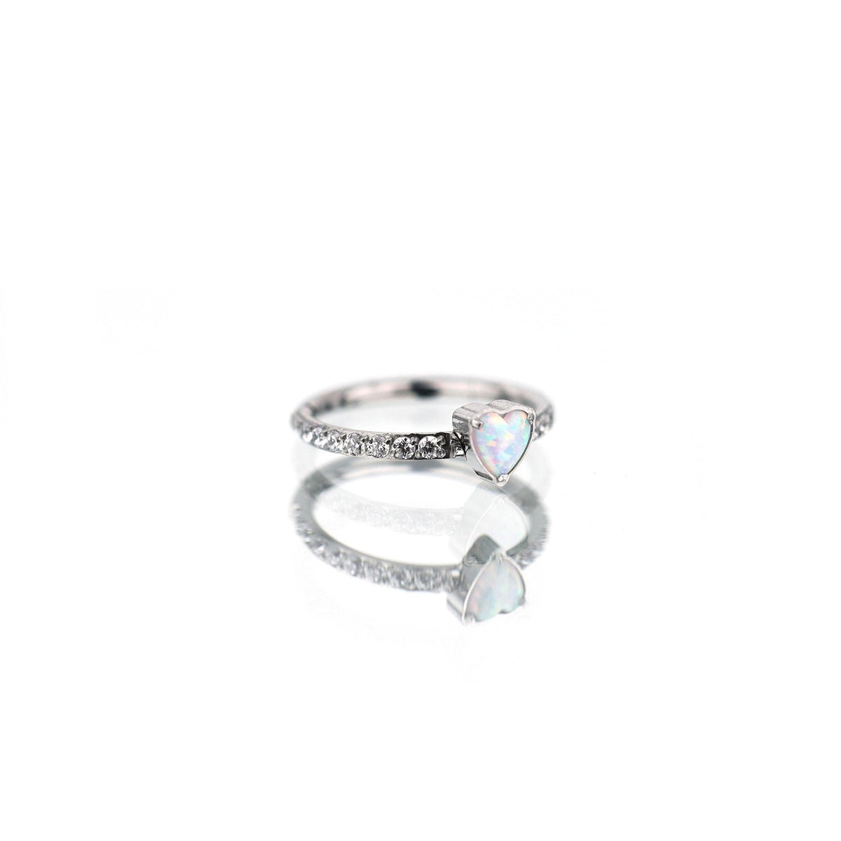 Titanium Opal Heart Septum Clicker detail 4