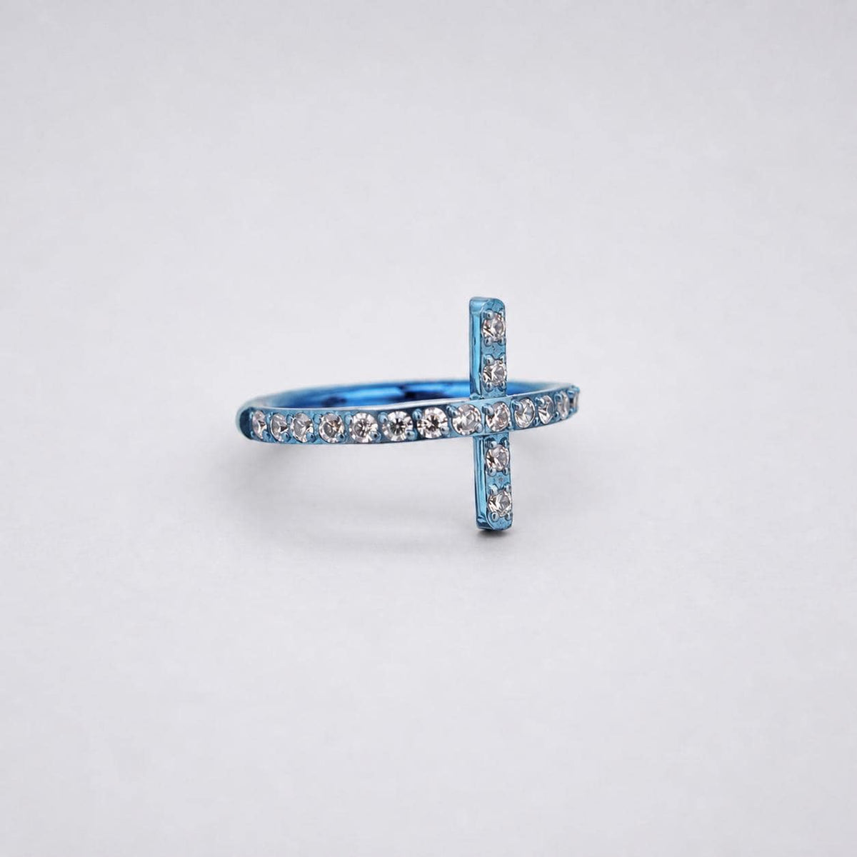 Titanium Cross CZ Septum Clicker detail 5