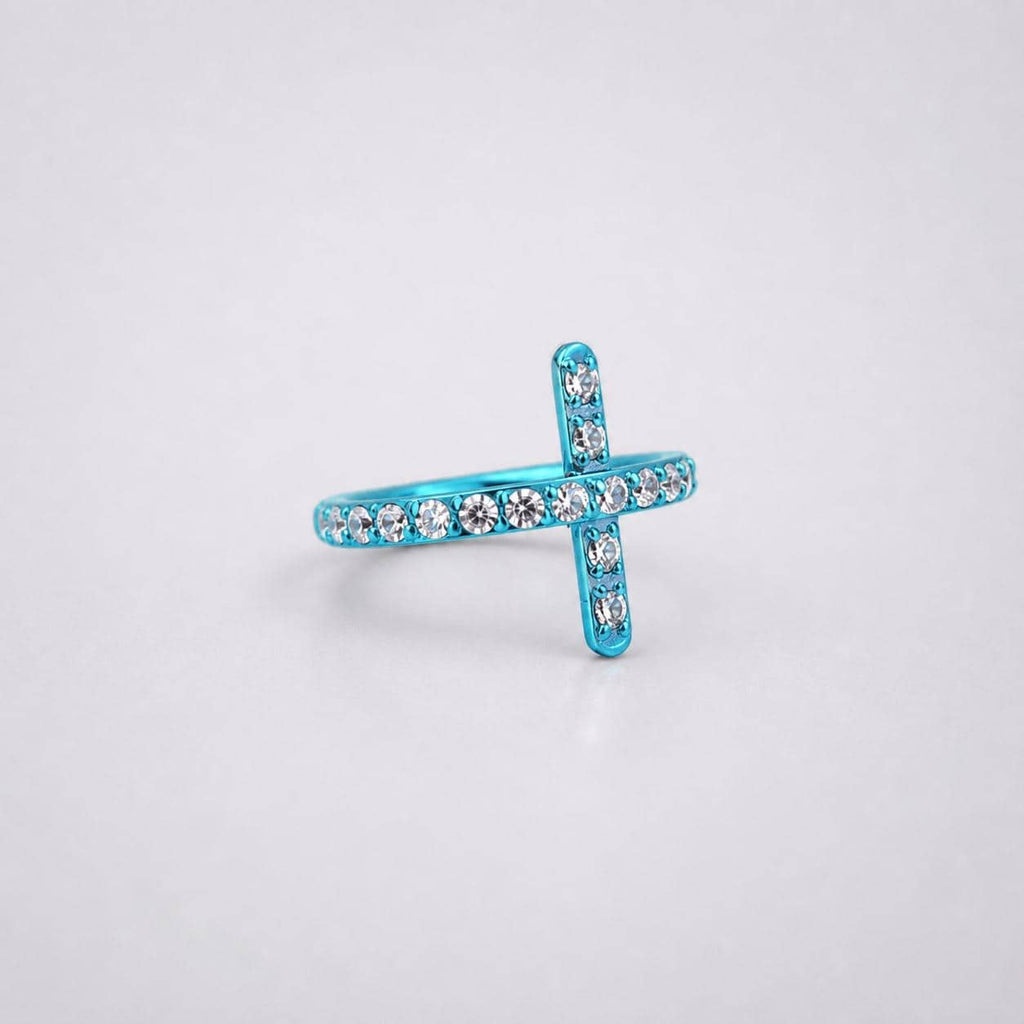 Titanium Cross CZ Septum Clicker detail 6