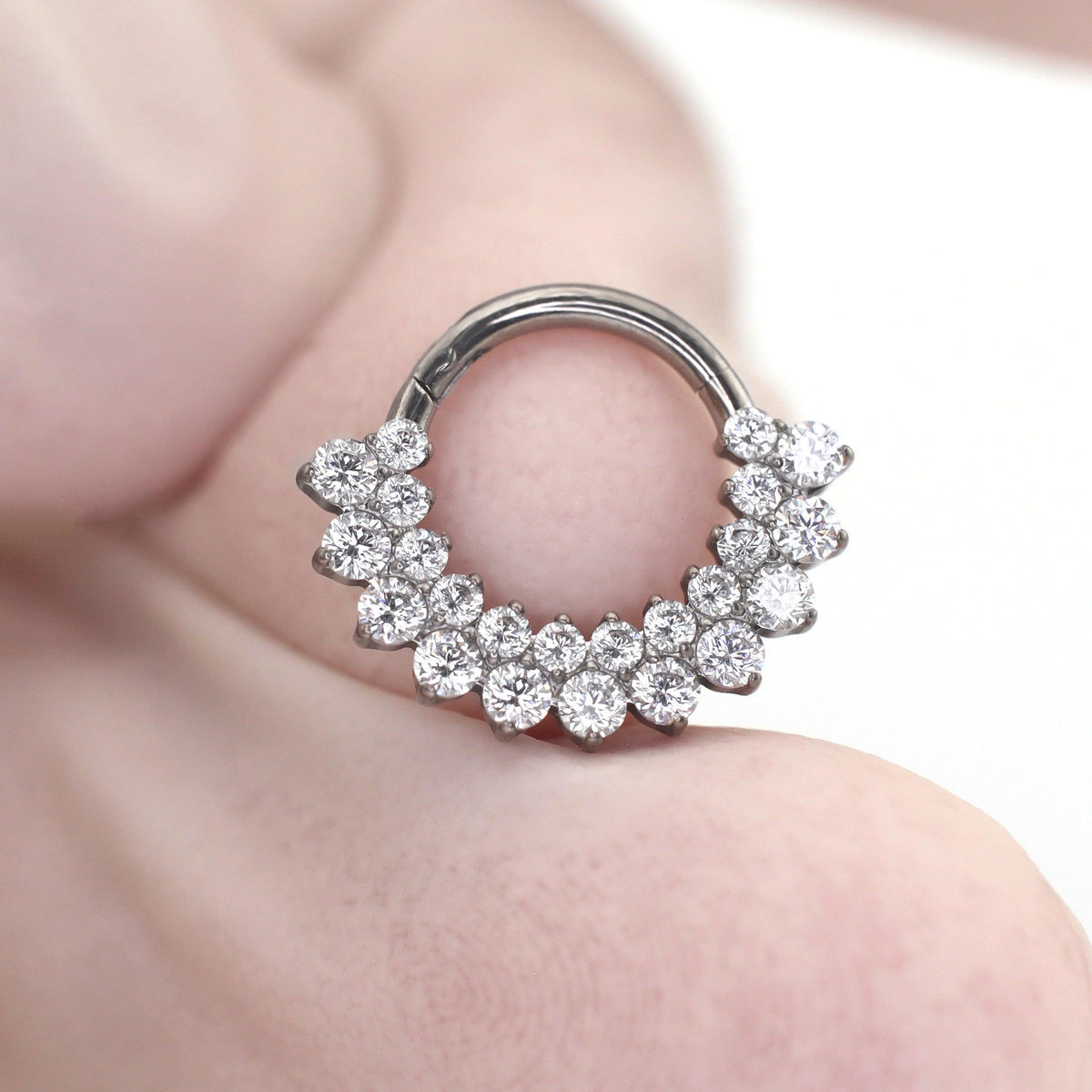 Titanium Rainbow CZ Septum Clicker detail 4