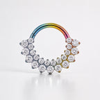 Titanium Rainbow CZ Septum Clicker detail 5