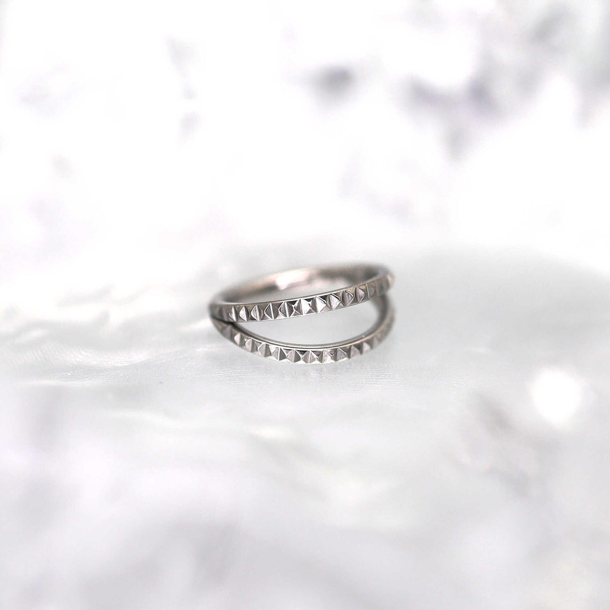 Titanium Double Hoop Studded Septum Clicker detail 3