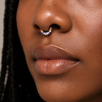 Titanium Rainbow Baguette Septum Clicker detail 2