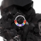 Titanium Rainbow Baguette Septum Clicker detail 3