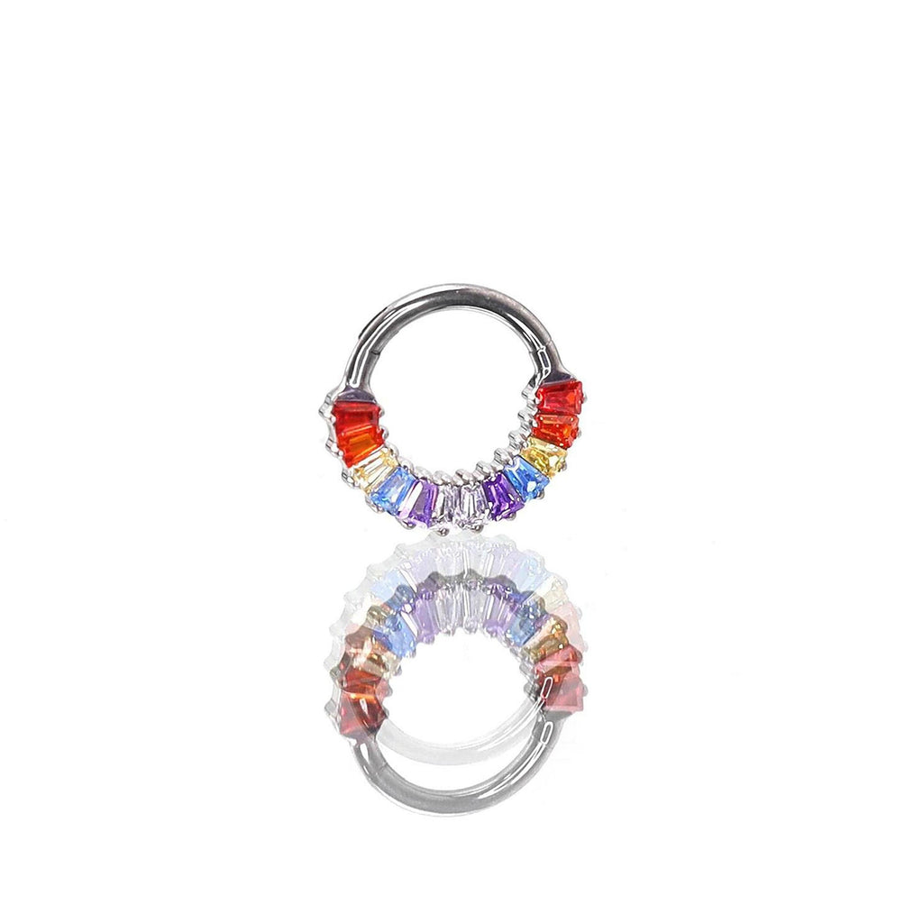 Titanium Rainbow Baguette Septum Clicker detail 5