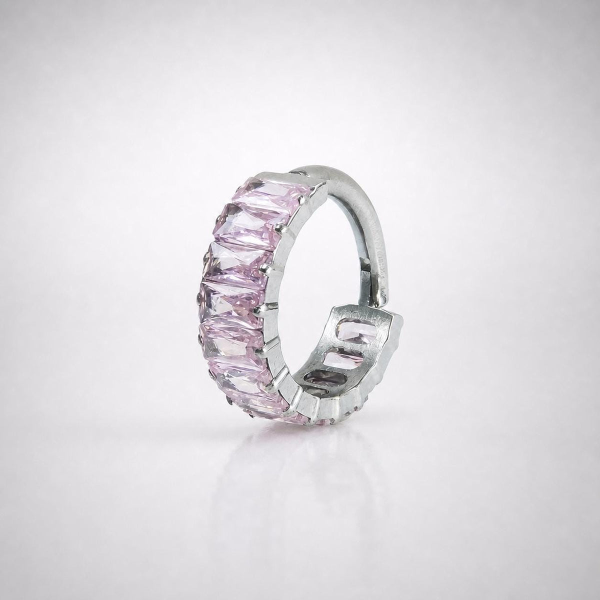 Titanium Rainbow Square Gem Septum Clicker detail 3