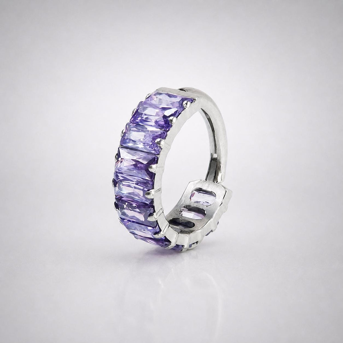 Titanium Rainbow Square Gem Septum Clicker detail 4