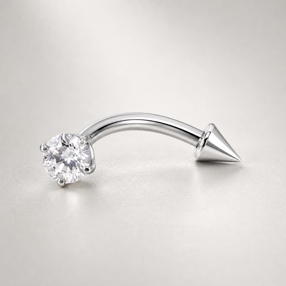 Clear CZ Spike Titanium Eyebrow Barbell detail 9