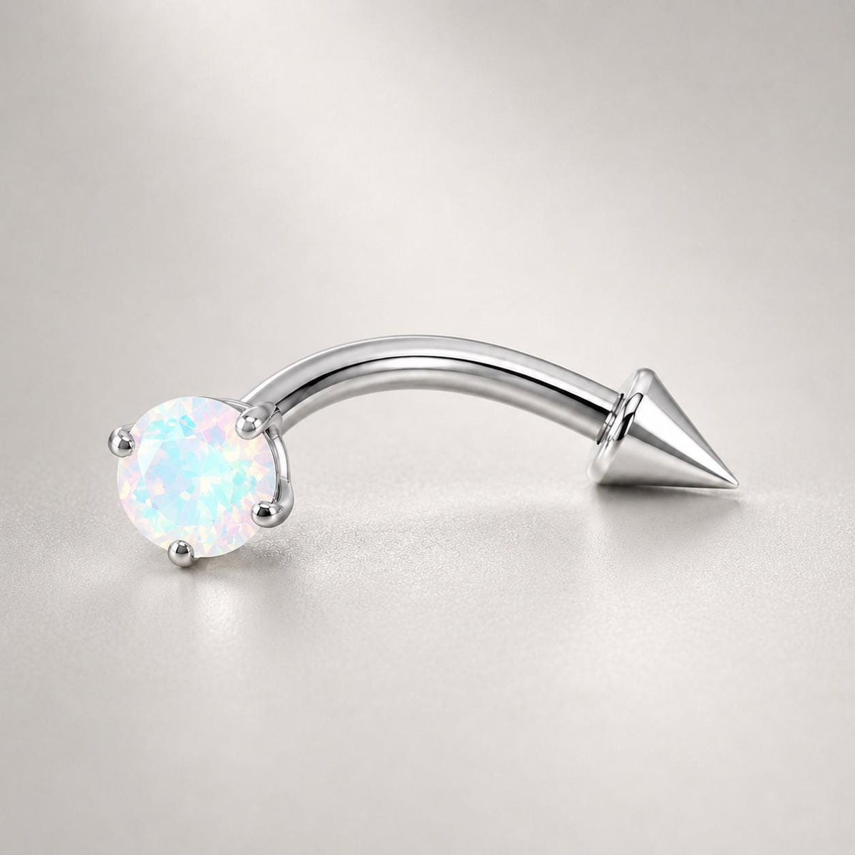 Clear CZ Spike Titanium Eyebrow Barbell detail 11
