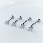 CZ Cross Titanium Eyebrow Barbell detail 2